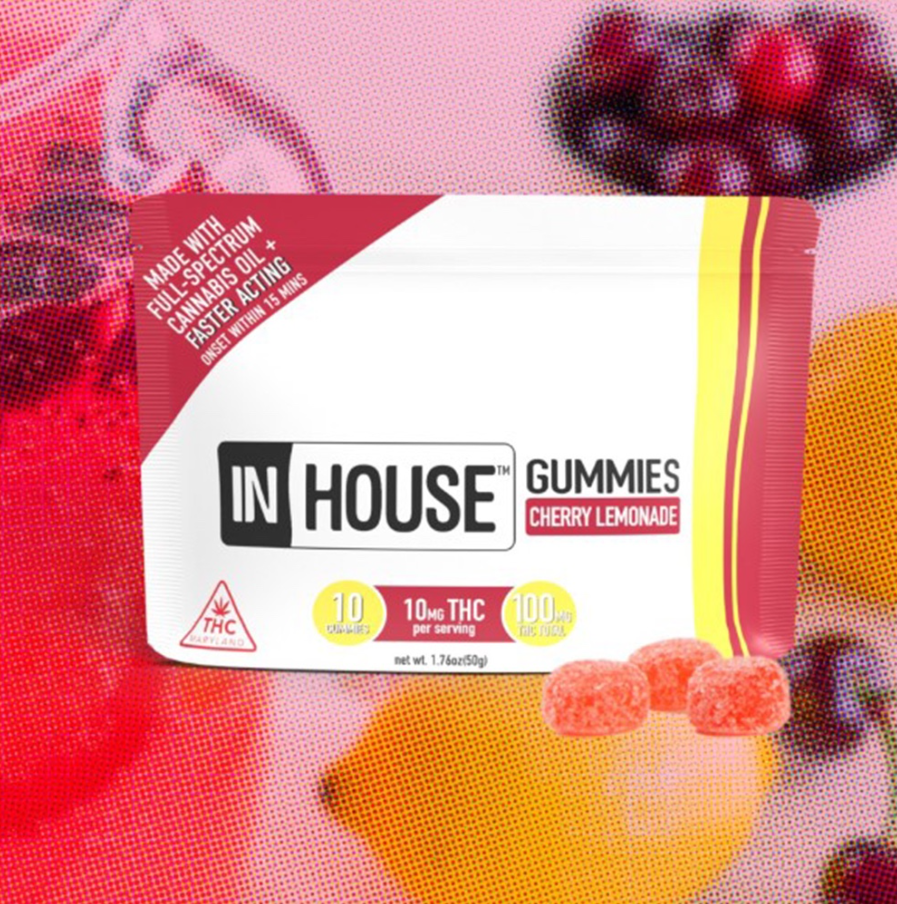 Ⓥ IN HOUSE Fast Acting Gummies 100mg: Cherry Lemonade 10pk