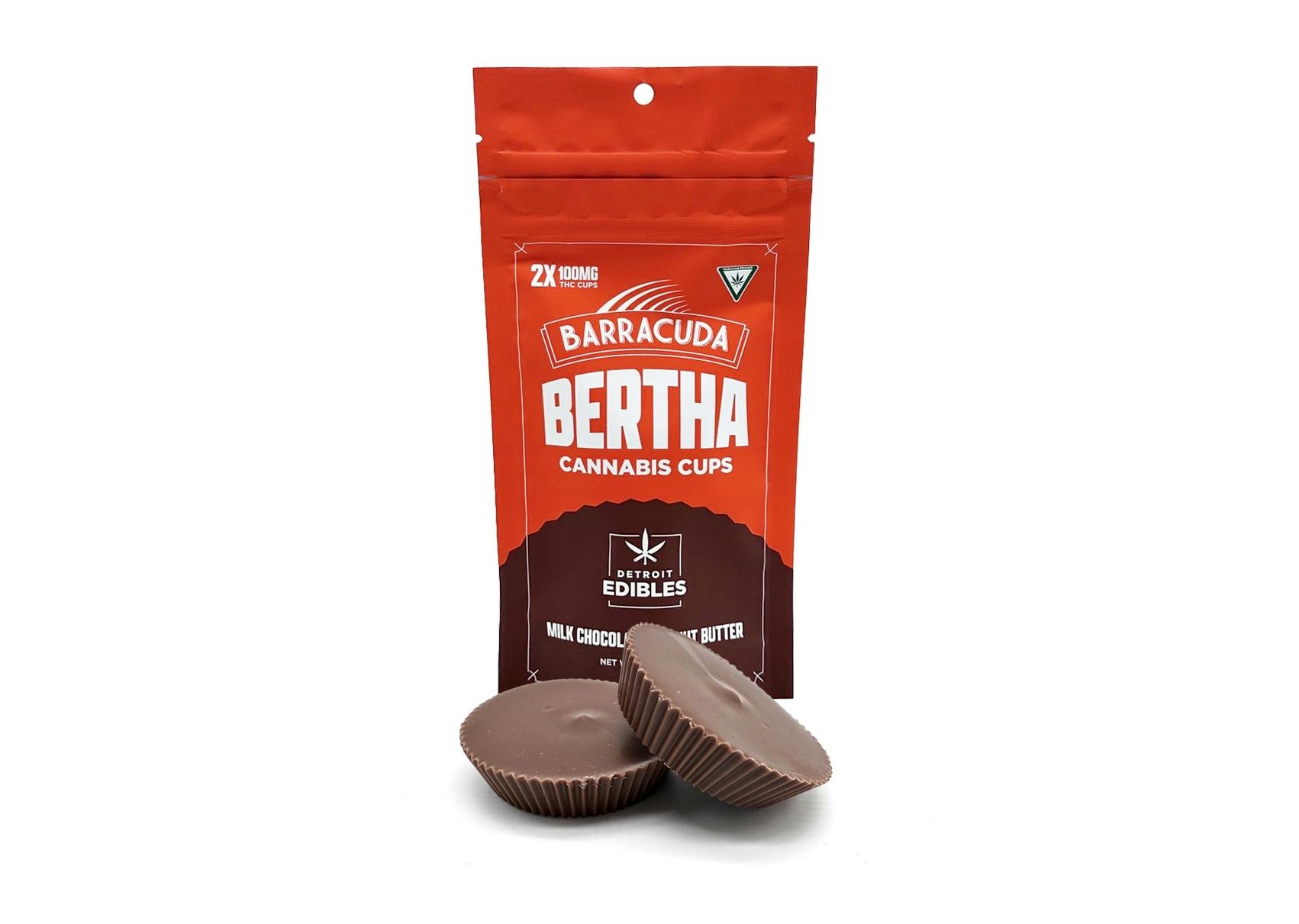 Detroit Edible Barracuda Bertha Cups Milk Chocolate Peanut Butter 200mg HD