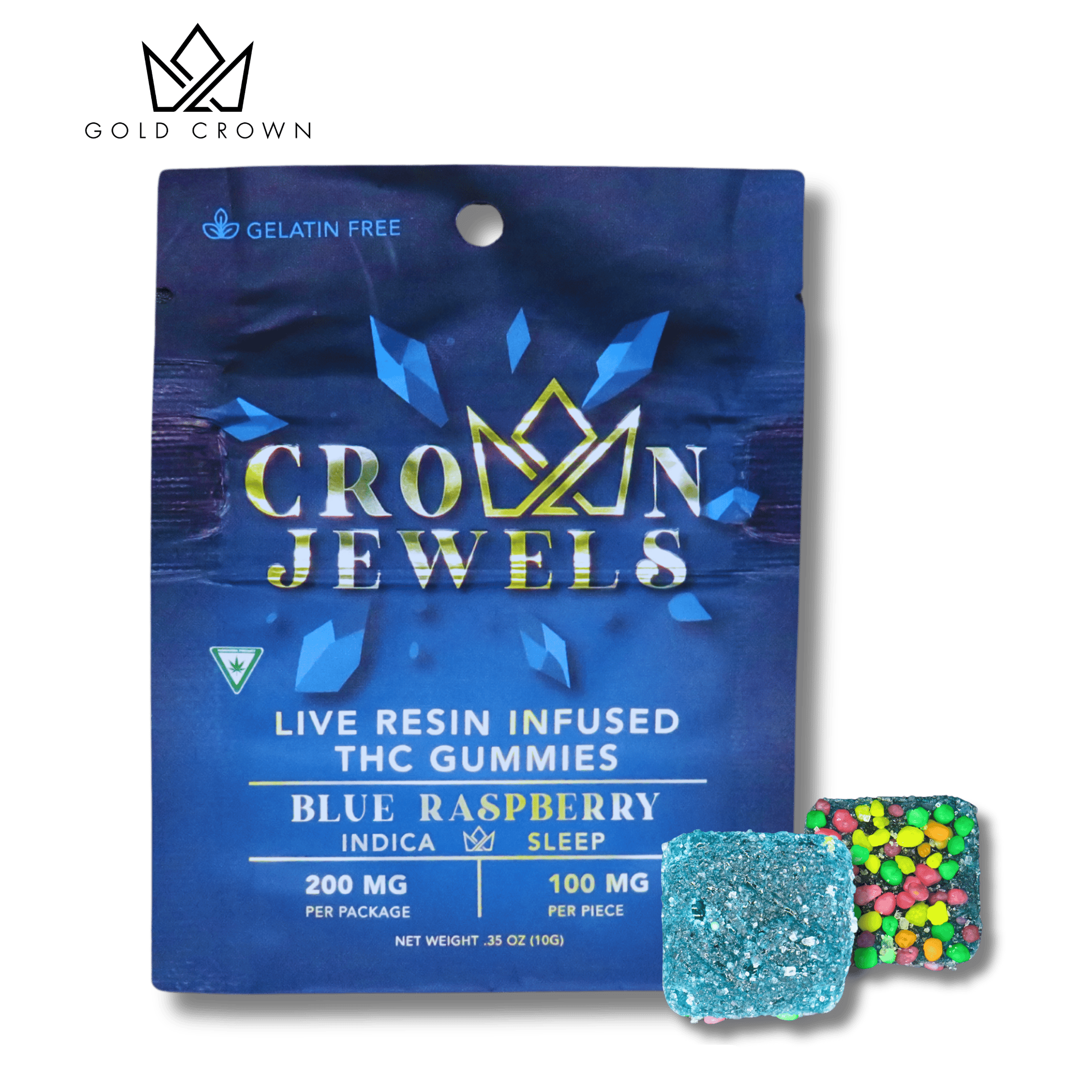 Gold Crown | 200mg - 8pk Gummies | Blue Raspberry Nerds