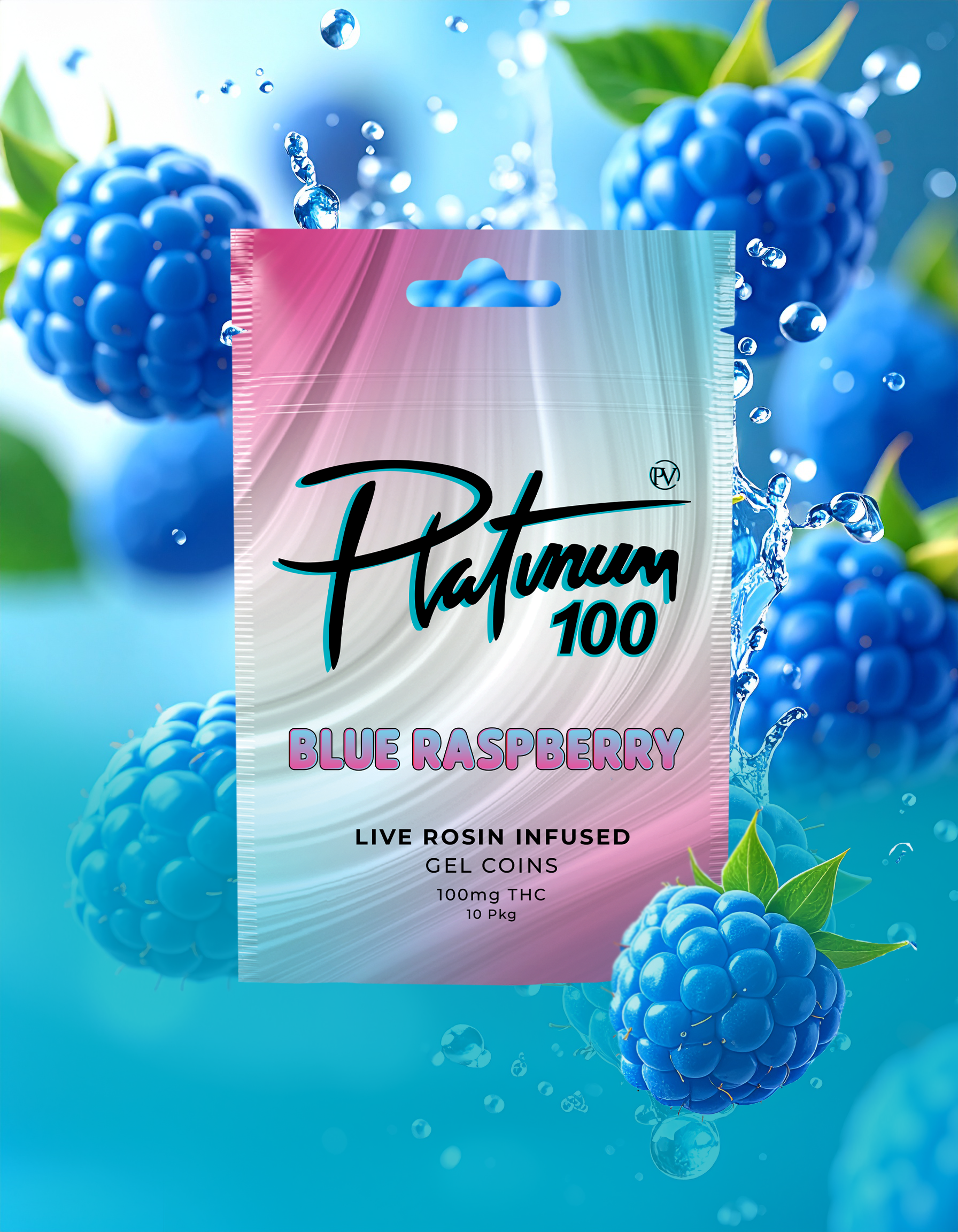 Blue Raspberry Live Rosin Gel Coins 100mg (10x10mg)