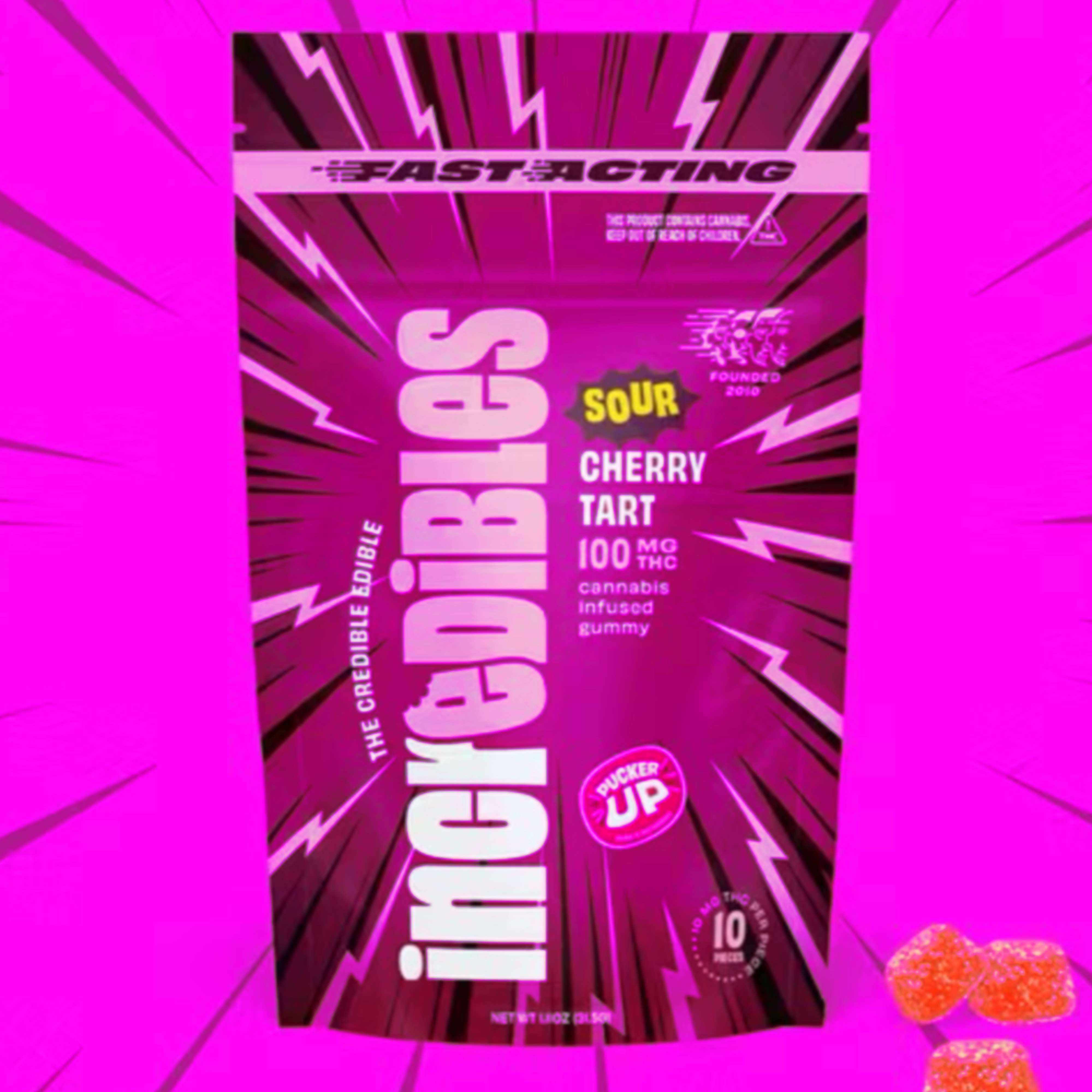 Fast Acting Sour Cherry Tart | Gummies | 10 pack | 100mg THC