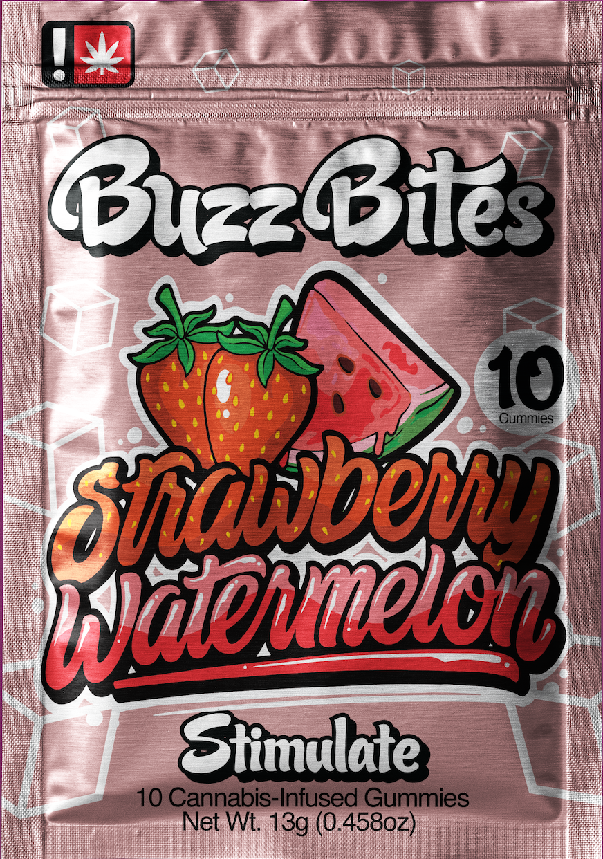 Strawberry Watermelon Stimulate Gummies 100mg (Sativa)