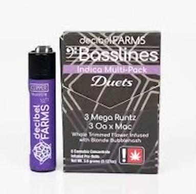 Decibel | BASSLINE DUETS INDICA Infused Preroll 6 pack