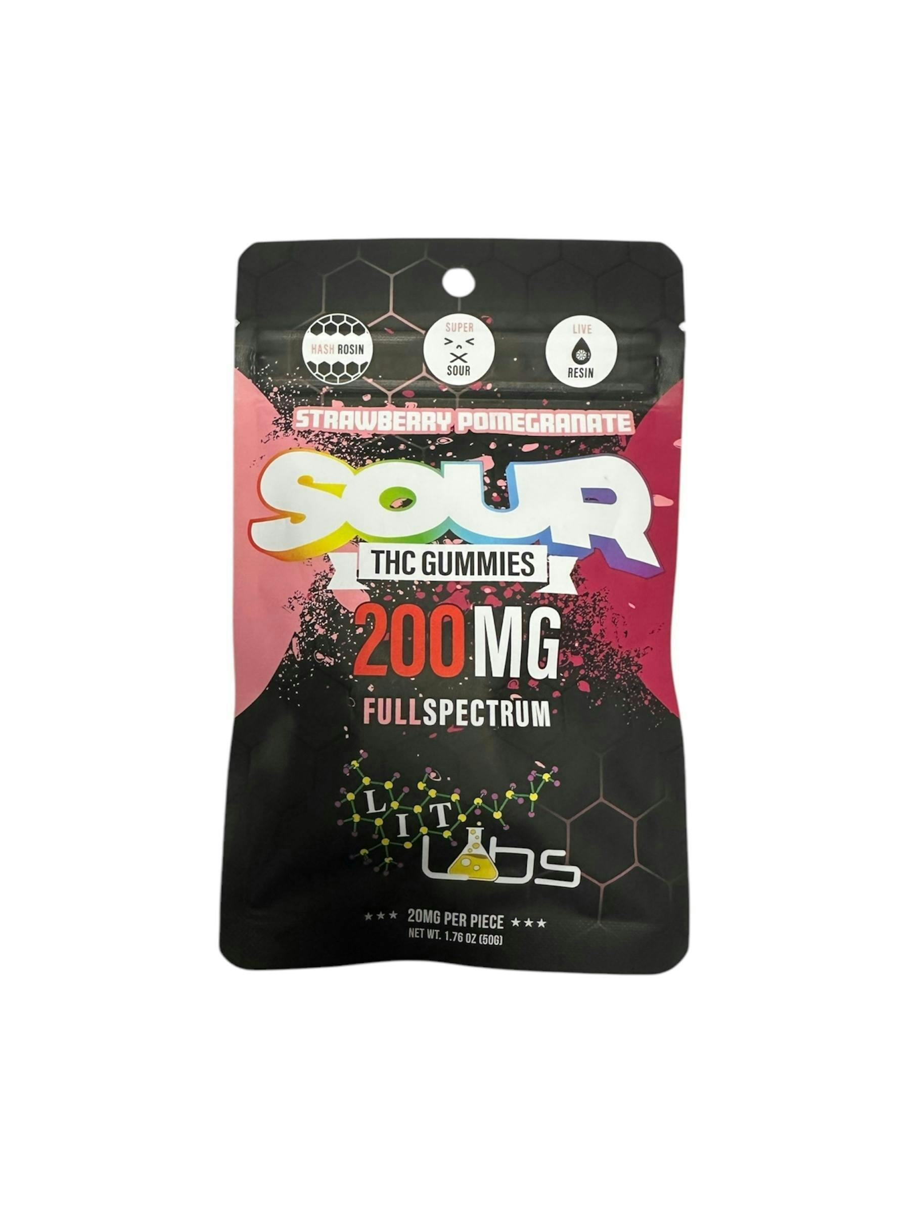 Lit Labs - Rosin/Resin Gummies - Sour Strawberry Pomegranate - 200mg