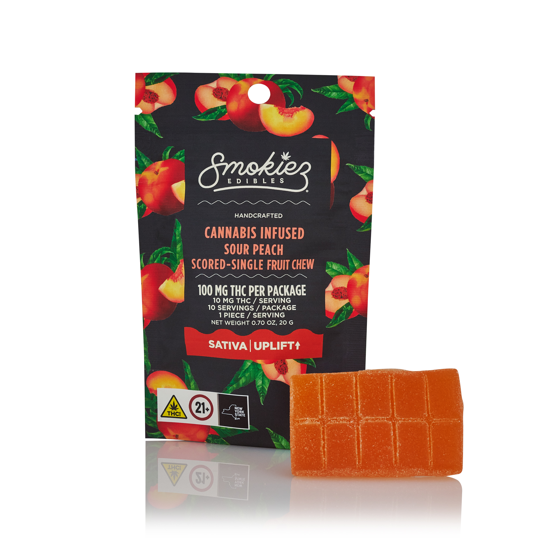 Smokiez | Sour Peach | Scored Gummies | 1 x 100mg