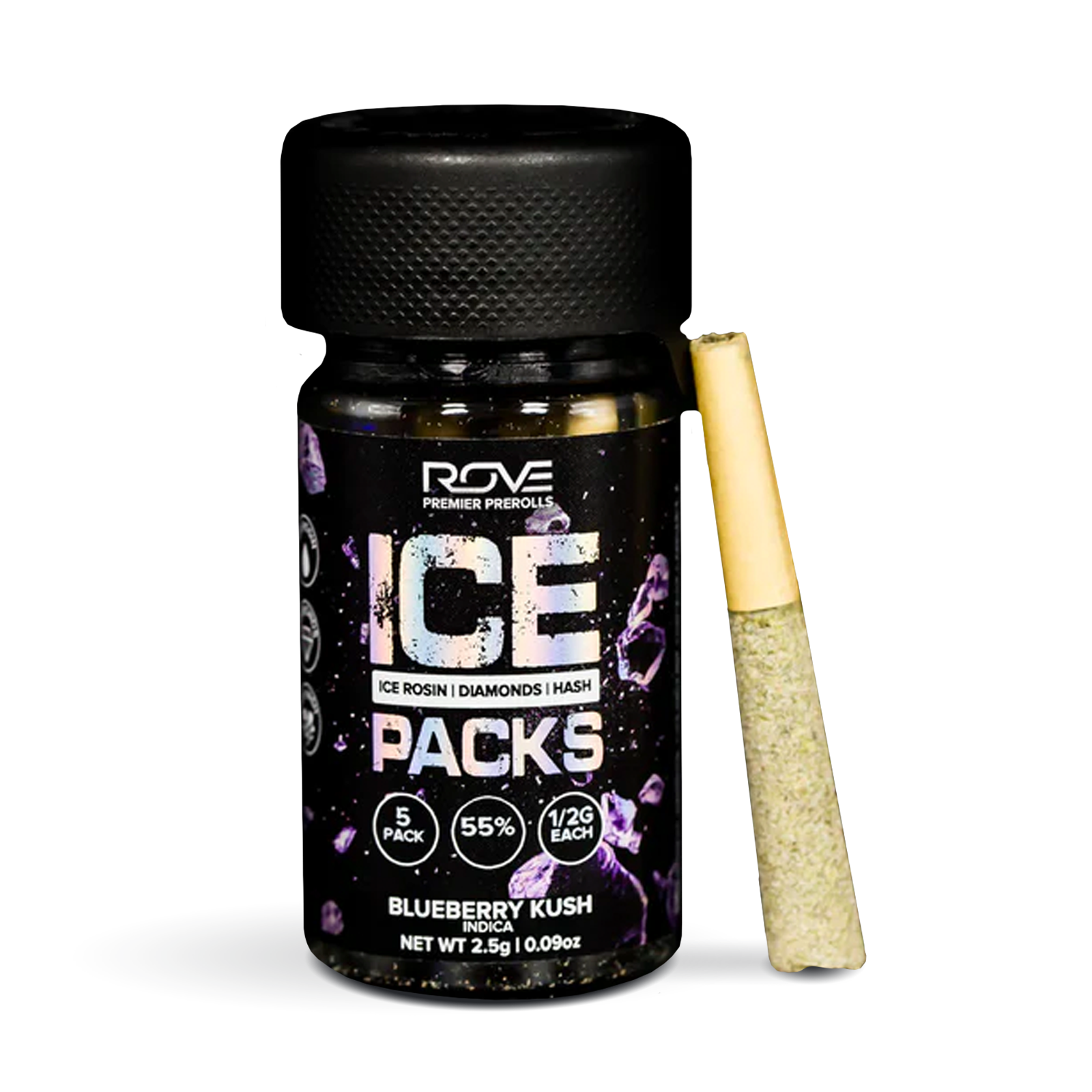 Blueberry Kush | Infused Pre-Roll Ice Packs (Rosin, Hash, and Diamonds) | 5 Pack | .5g each
