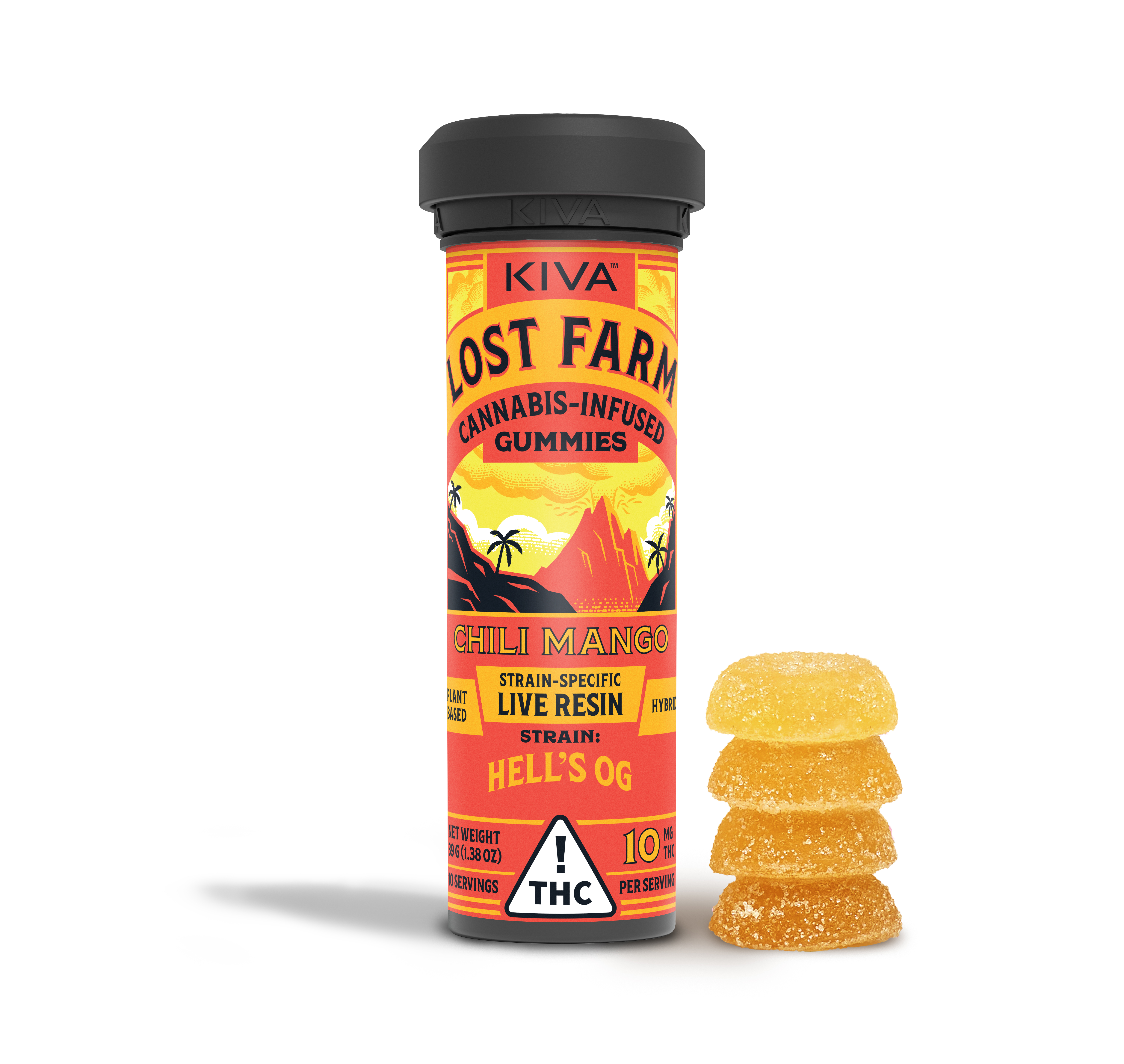 LOST FARM CHILI MANGO LIVE RESIN GUMMIES 100MG KIVA M{547} N{104}