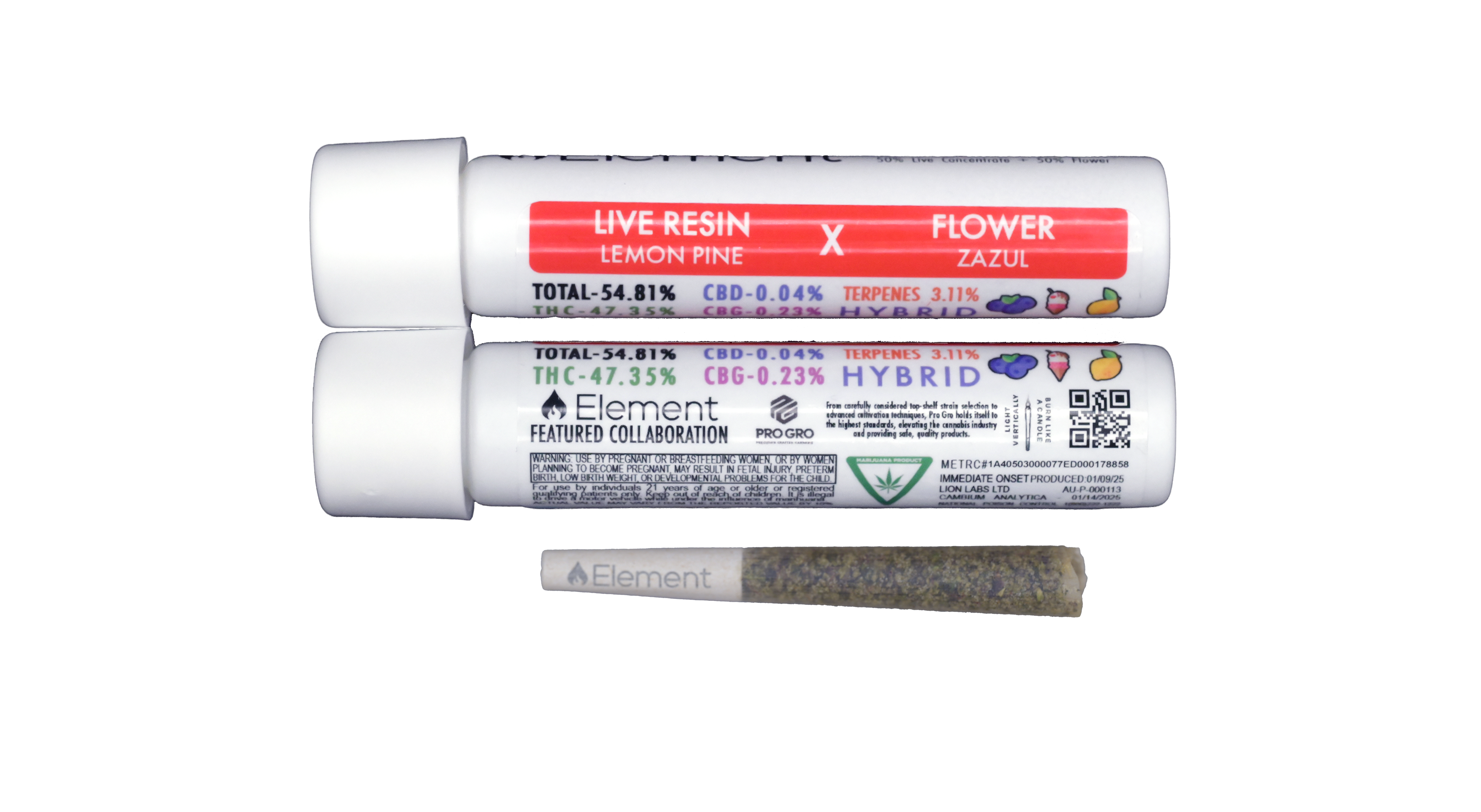 Element Live Resin Joint - Lemon Z x Lemon Z x OG Kush