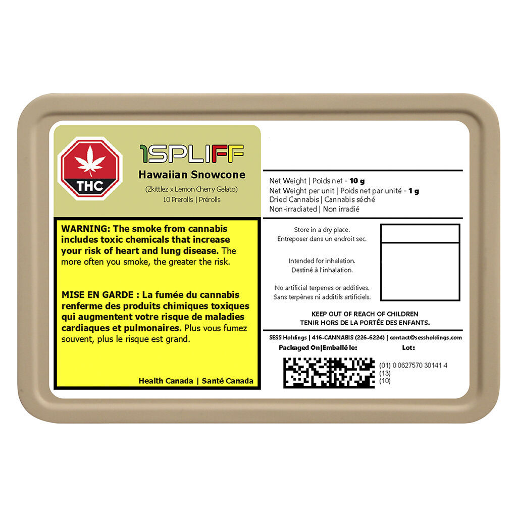 1Spliff - Hawaiian Snowcone PRJs - 10x1g