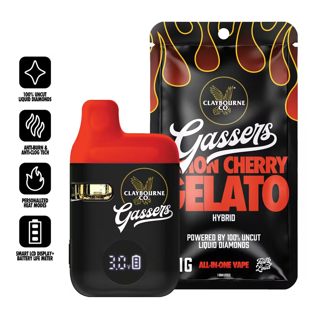 Claybourne Co | Gassers | Lemon Cherry Gelato | AIO Vape