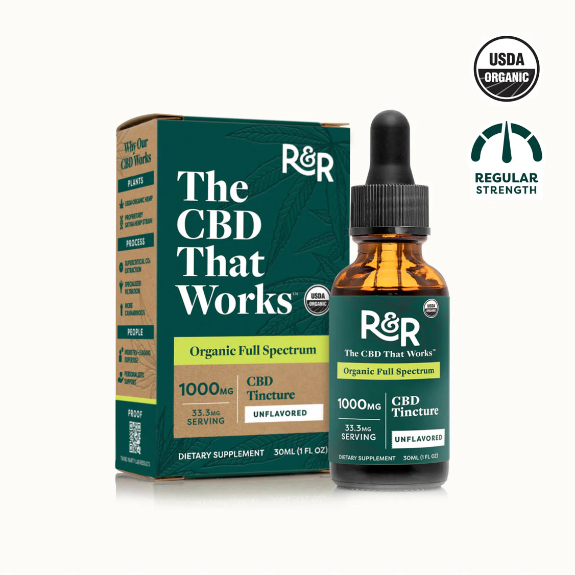 R & R Medicinals 1000mg Unflavored Full Spectrum Tincture