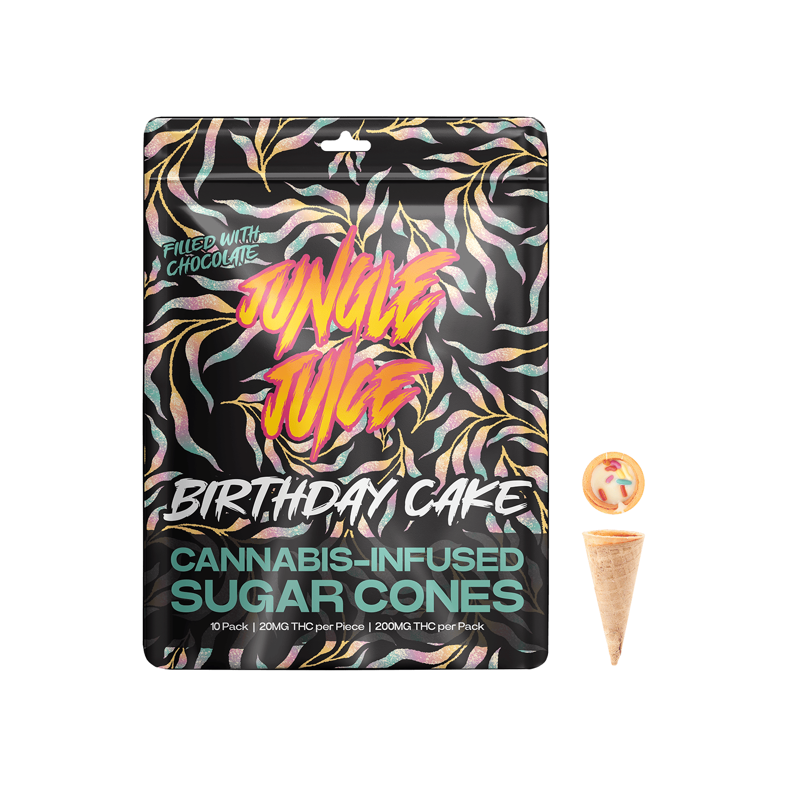 Jungle Juice Sugar Cones 200mg - Birthday Cake
