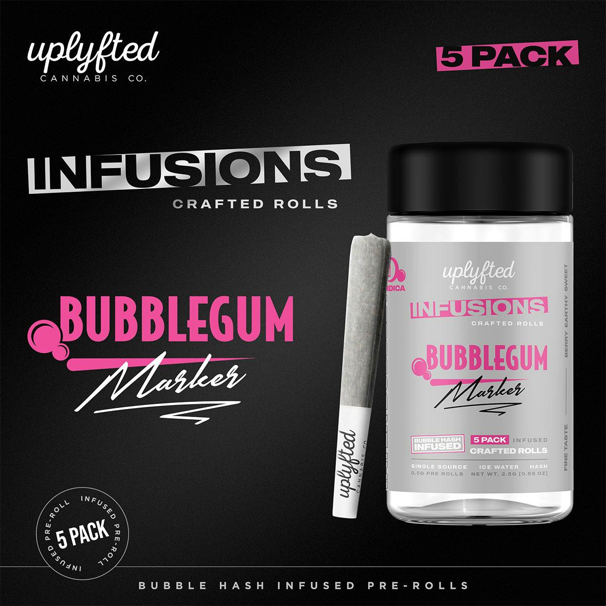 Uplyfted Bubblegum Marker Infused Pre-Rolls (5 x 0.5g) 2.5g