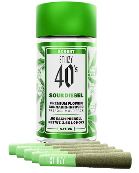 Stiiizy 40's - Sour Diesel - 5 x .5g Infused Preroll