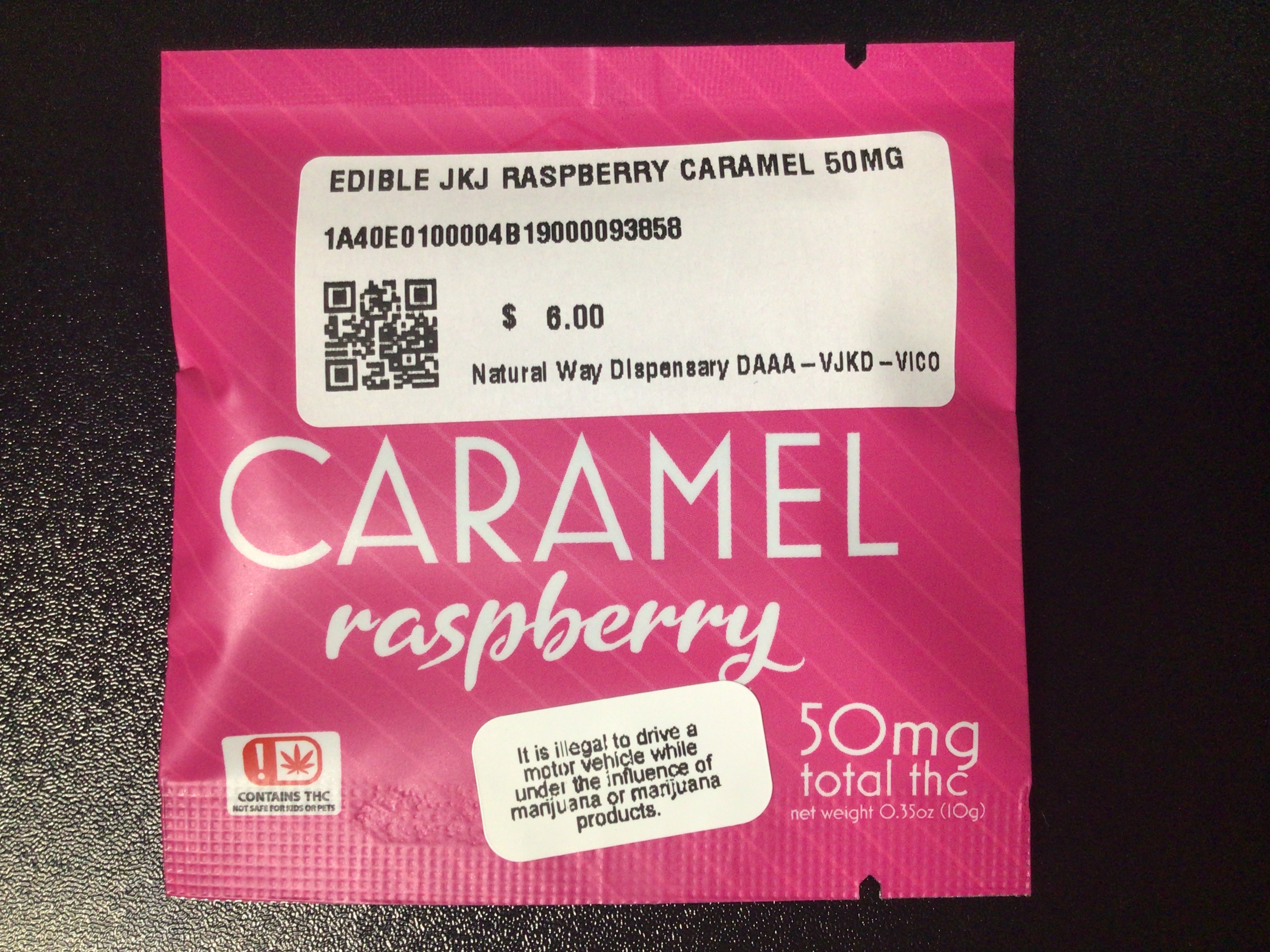 EDIBLE JKJ RASPBERRY CARAMEL 50MG