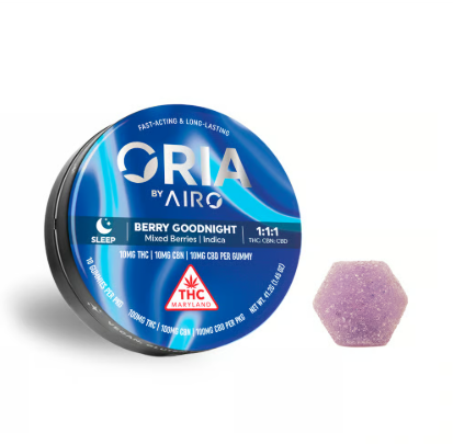 Ⓥ ORIA Gummies 100mg: Berry Good Night 1:1:1 10pk