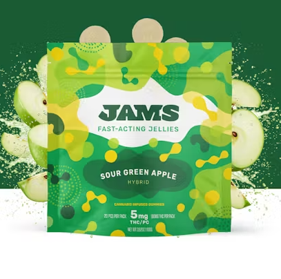 Ⓥ JAMS Jellies 100mg: Sour Green Apple 20pk