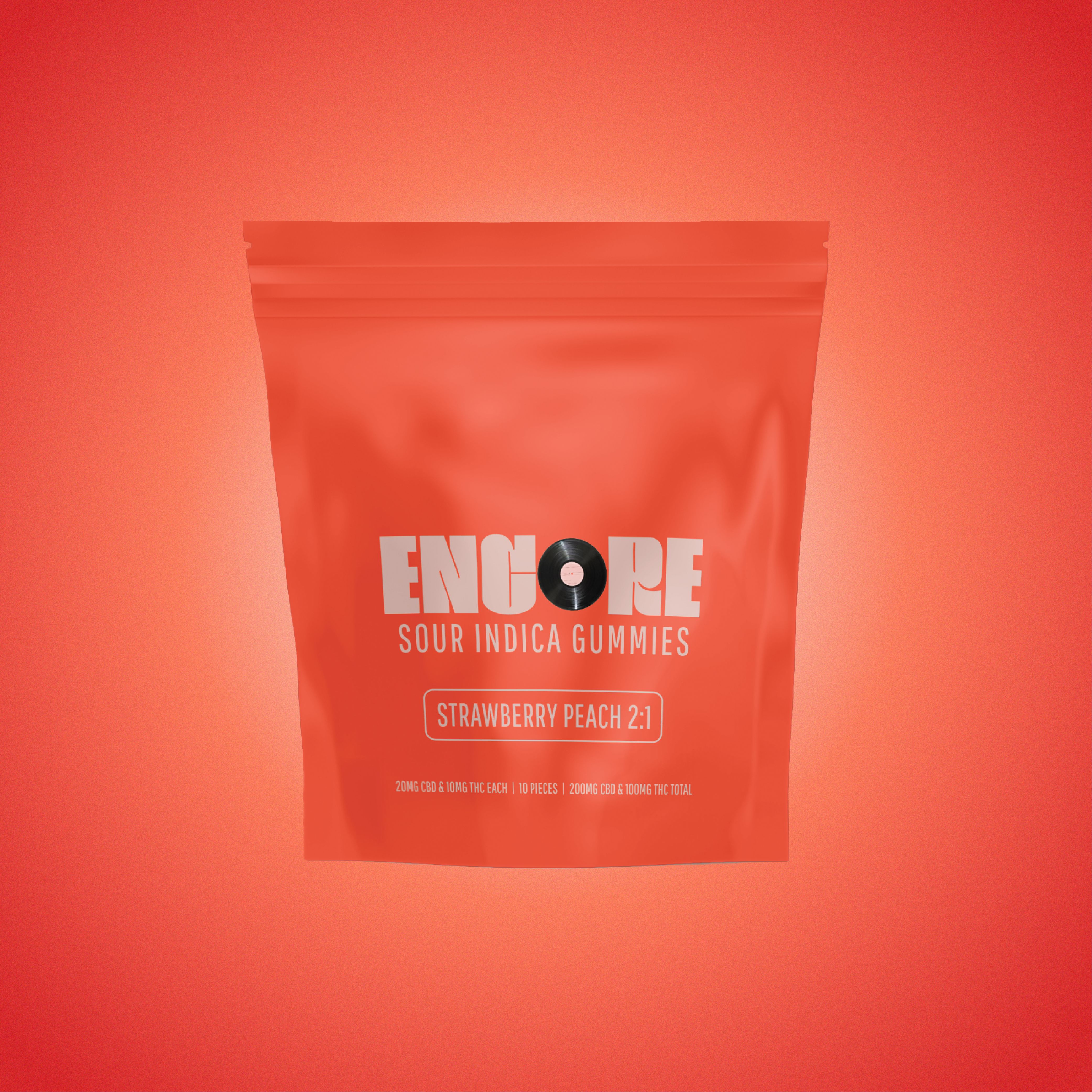 Encore Strawberry Peach 1:2 THC:CBD Gummies