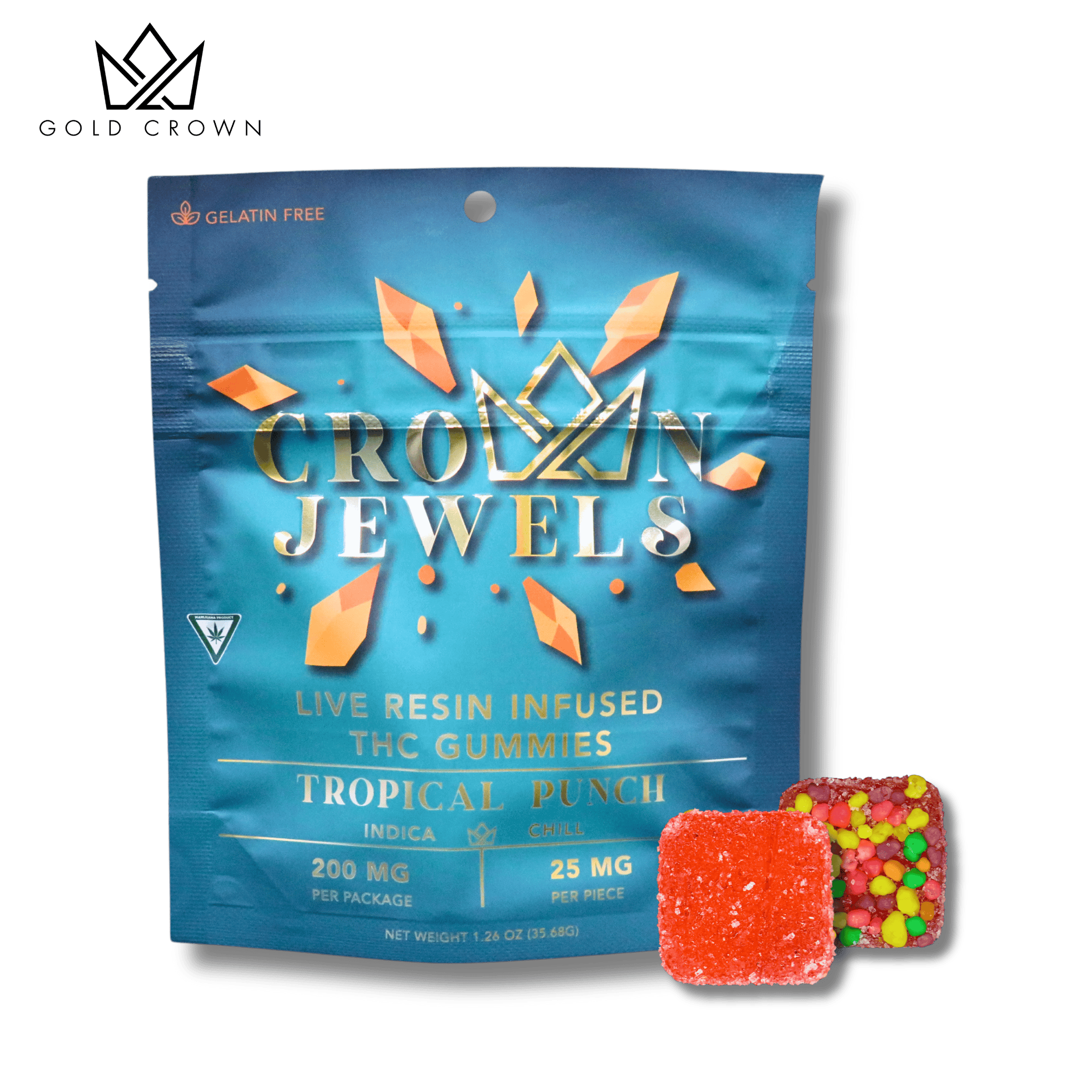 Gold Crown | 200mg - 8pk Gummies | Tropical Punch Crown Jewels
