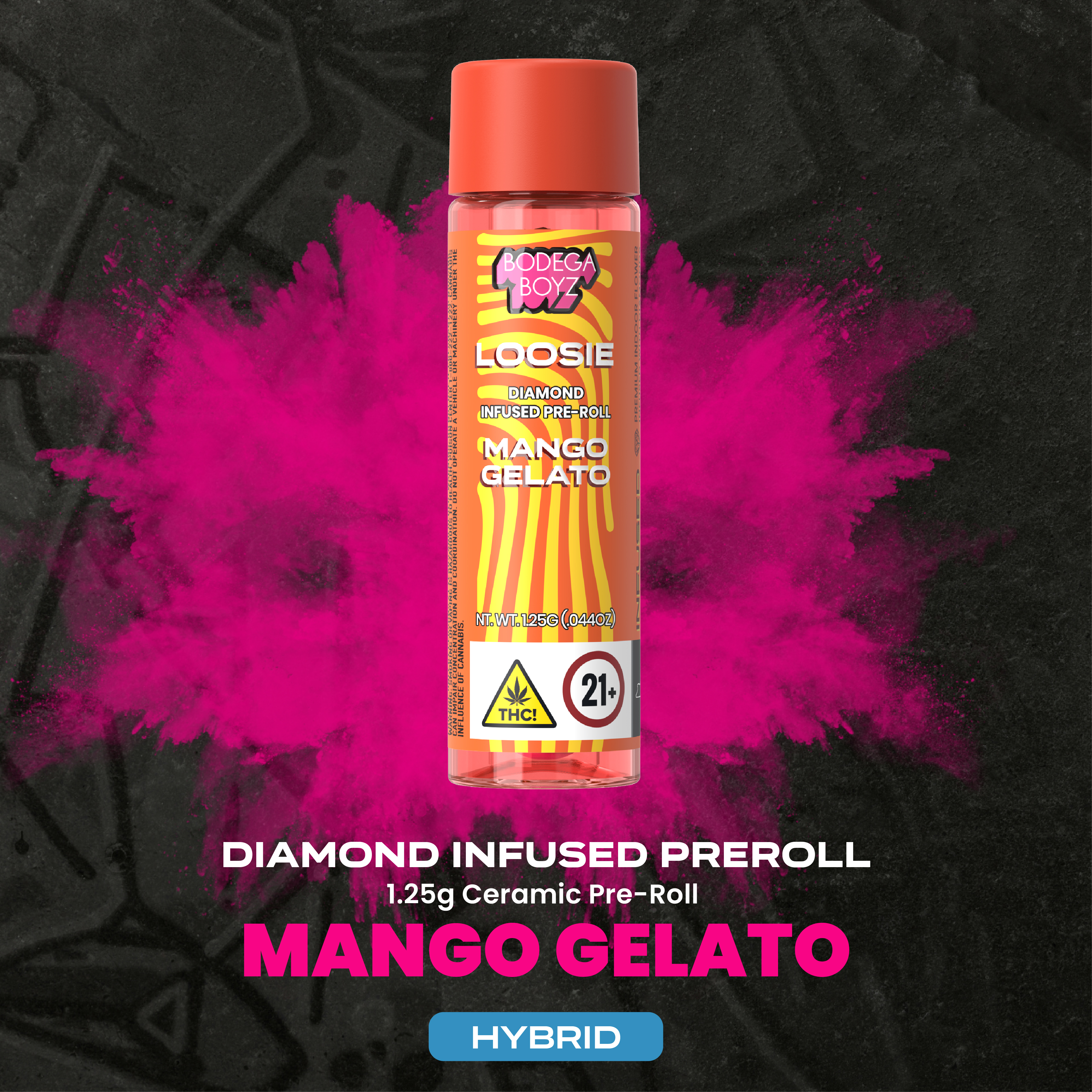 Loosies | Mango Gelato | Hybrid | Diamond Infused Pre-Roll | 1.25g