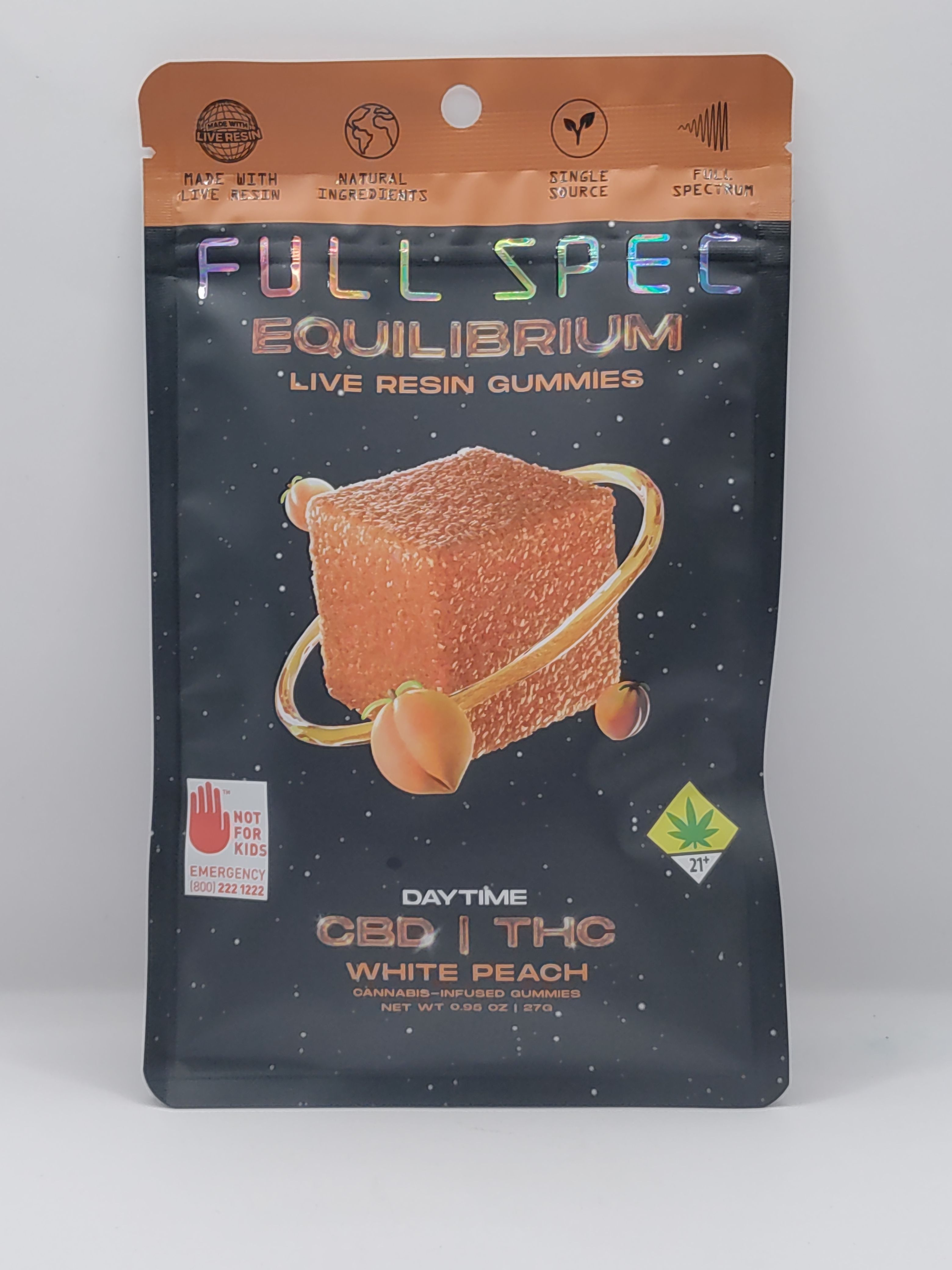 5:1 CBD White Peach Gummies 600mg Full Spec