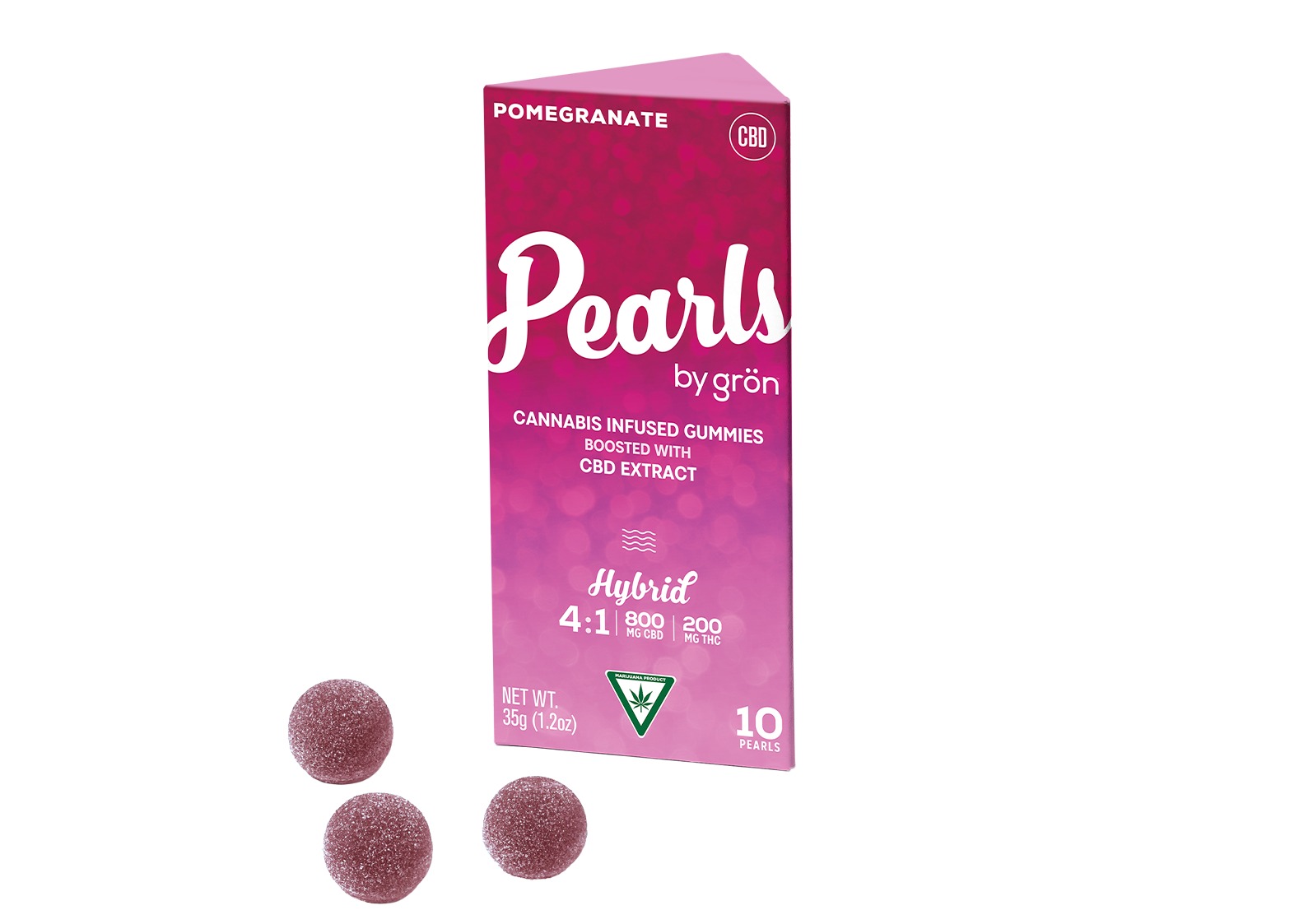 Gron - Gummies - Pearls - 200mg - 4:1 CBD/THC - Pomegranate - Hybrid