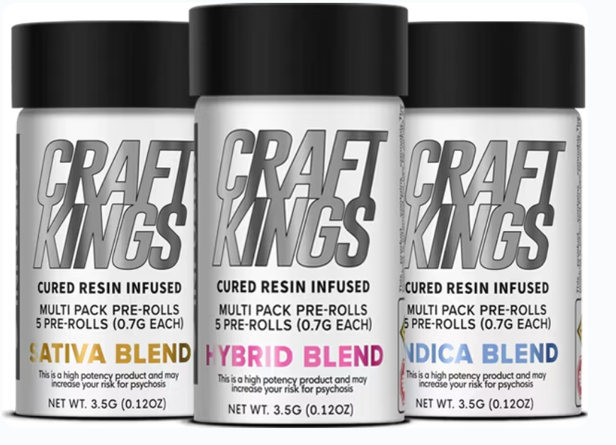 Craft Kings | Sativa Blend | Infused Prerolls | 5pk | 3.5g (S)
