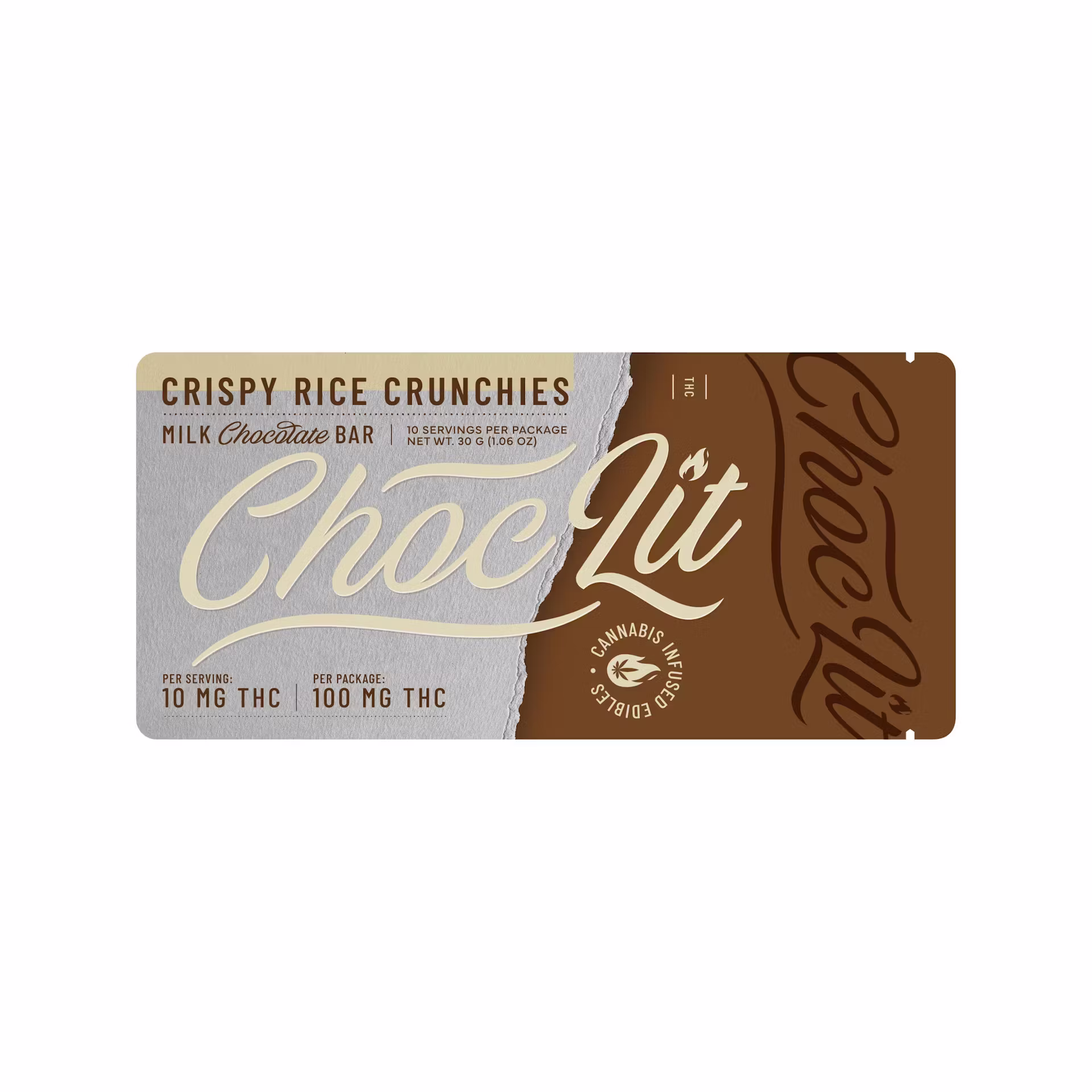 ChocLit | Crispy Rice Crunchies | Milk Chocolate Bar | 100mg | .1g by ChocLit - edibles cannabis product