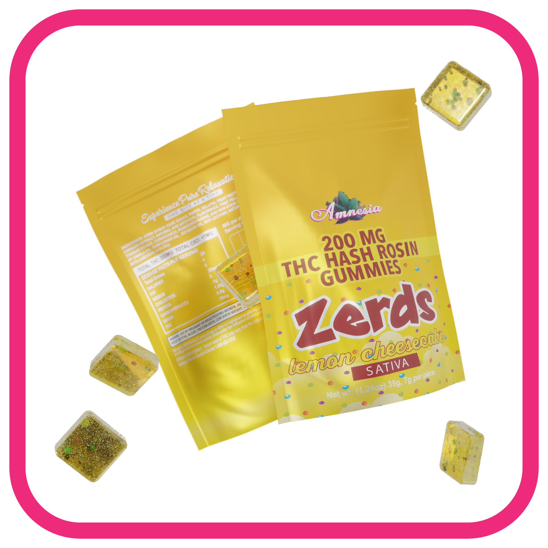 Zerdz Edible Hash Rosin Gummies 5 Pack 200mg - Lemon Cheesecake