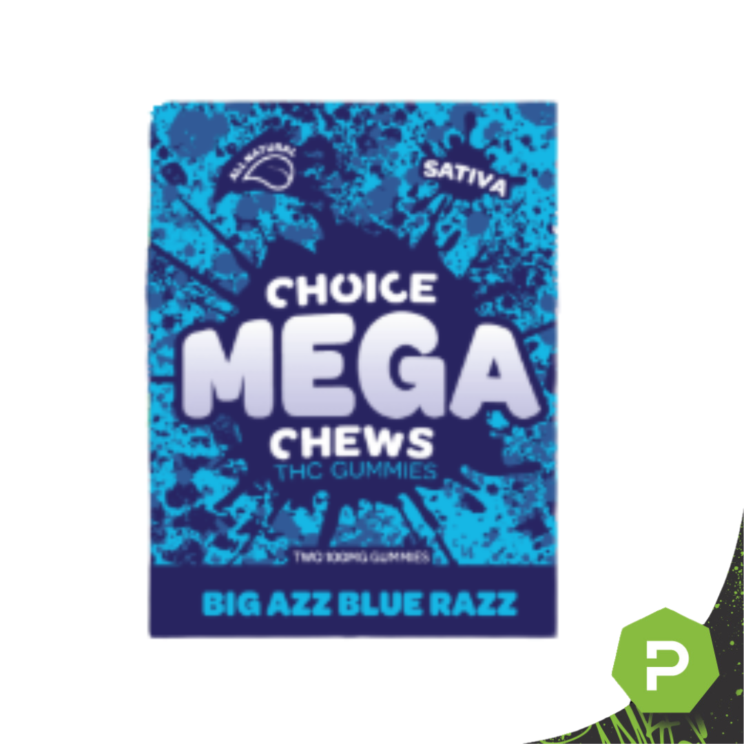 Choice Mega-Chews | 200mg Gummies 2pk | Big Azz Blue Razz