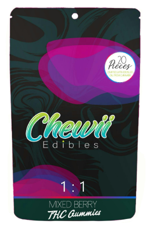 Chewii Edibles Fast-Acting Mixed Berry 1:1 Gummies 100mg Rec