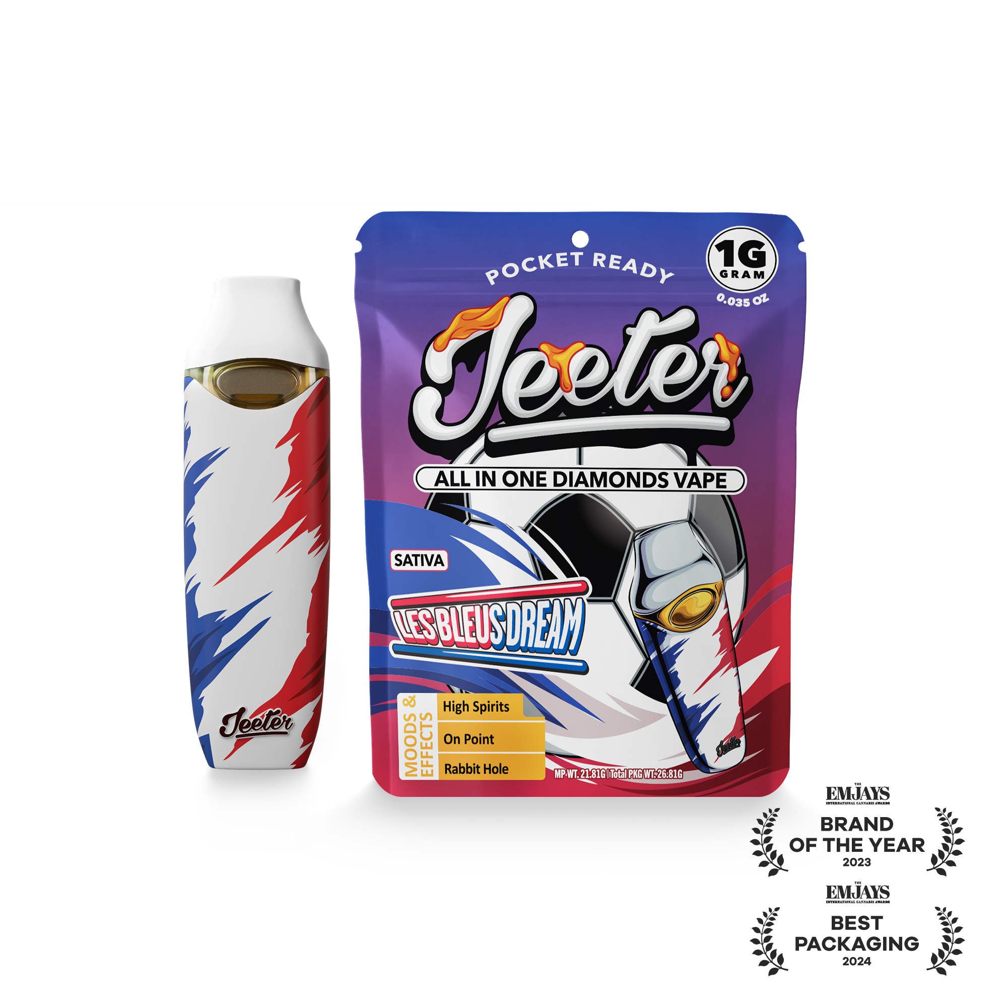 Jeeter World Cup - 1g Liquid Diamond Disposable - Les Bleus Dream (Limited Edition)