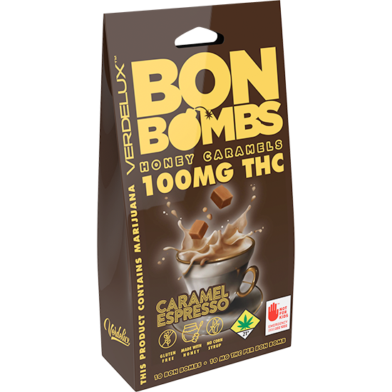 BON BOMBS Caramel Espresso 10-Pack Edibles Verdelux | 100mg (DOH)