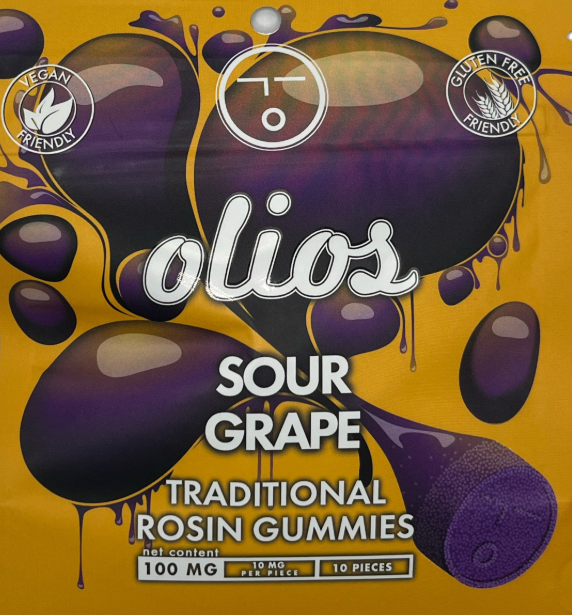 Olio Sour Grape 10pk 10mg Live Rosin Gummies