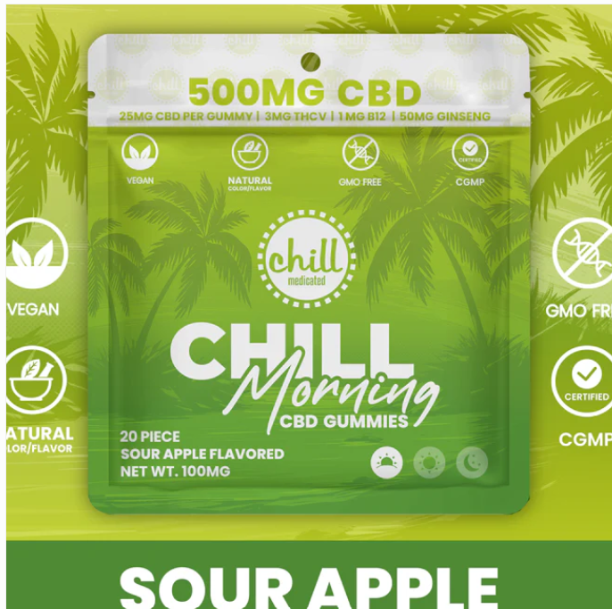 Chill Medicated - Morning Green Apple - 500mg CBD Gummies