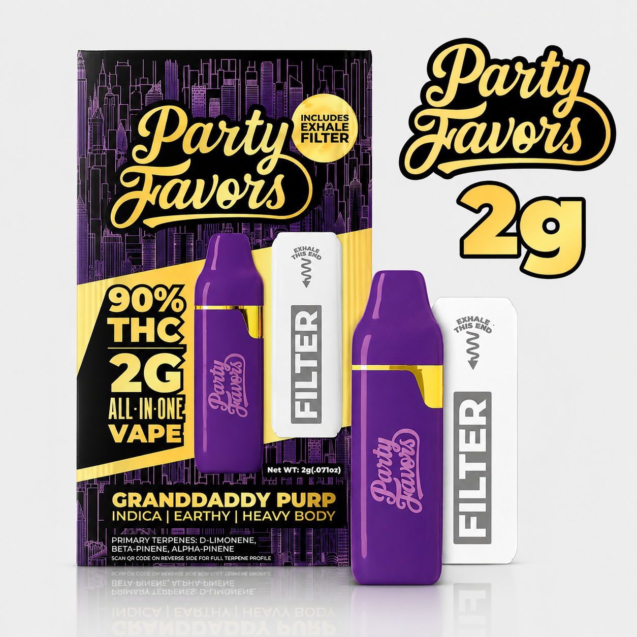 PARTY FAVOR - GRAND DADDY PURP - 2G AIO WITH AIR FILTER - INDICA