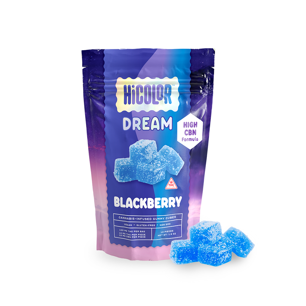 Ⓥ HICOLOR Dream Gummies 100mg: Blackberry 1:1 THC:CBN 10pk