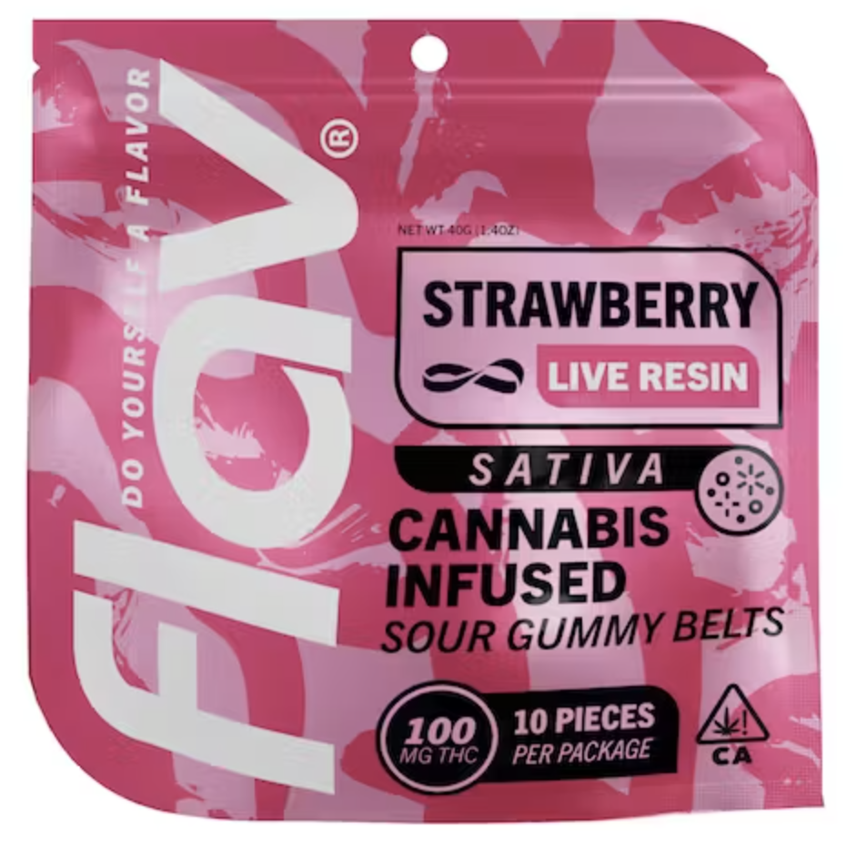 Flav Gummies Belts Live Resin 100mg - Strawberry
