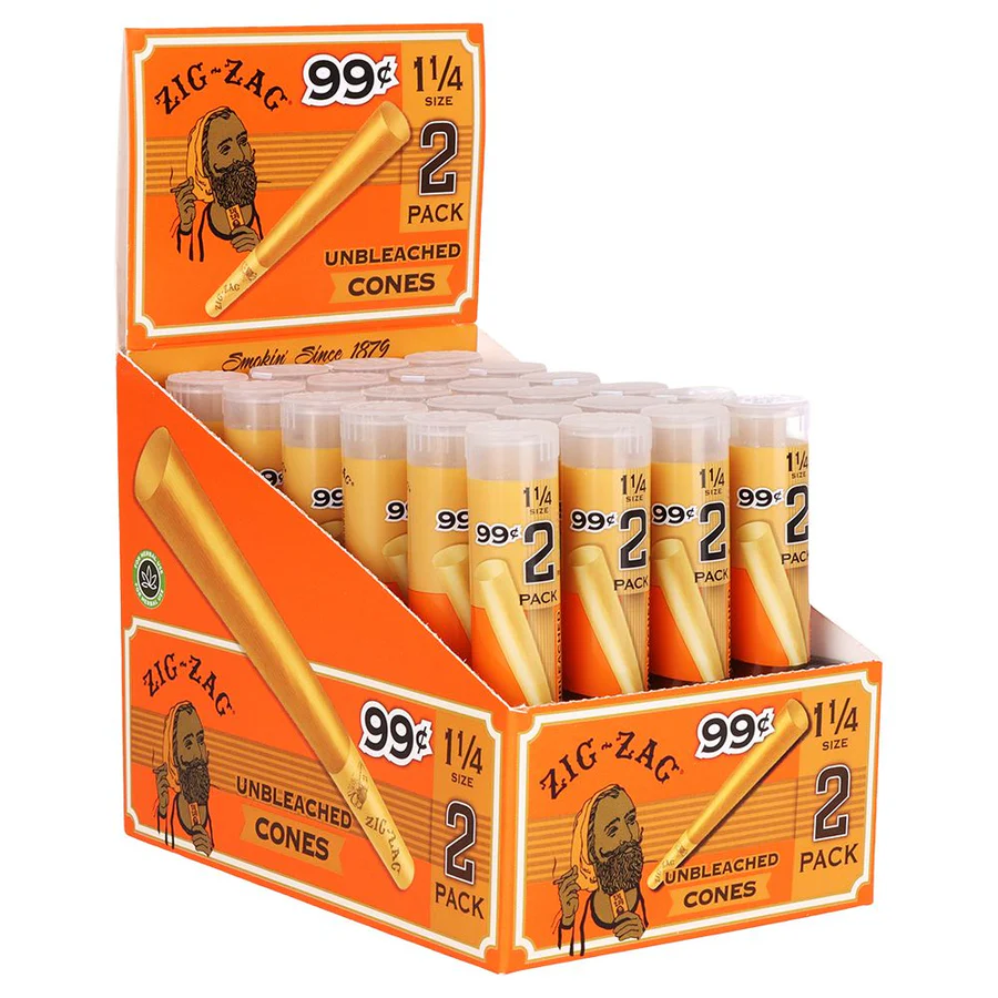 Zig Zag | Unbleached 1.25" | 2pk | Cones