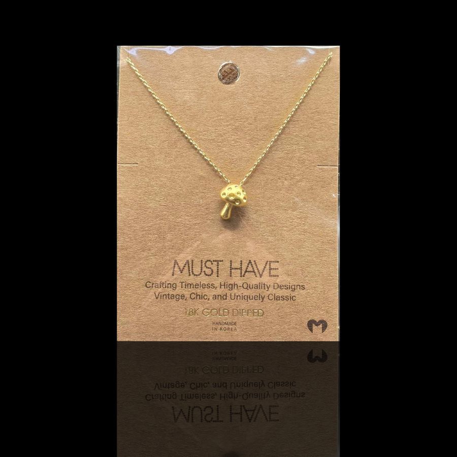 Necklace Gold Dipped Mini Mushroom