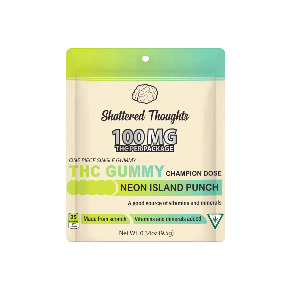 Shattered Thoughts | 100mg Single Gummy | Neon Island Punch