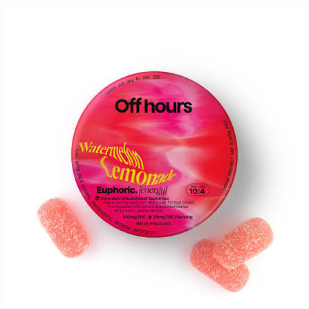 OFF HOURS - WATERMEON LEMONADE - EUPHORIC - 10:4 - THC:CBG - 100MG GUMMIES