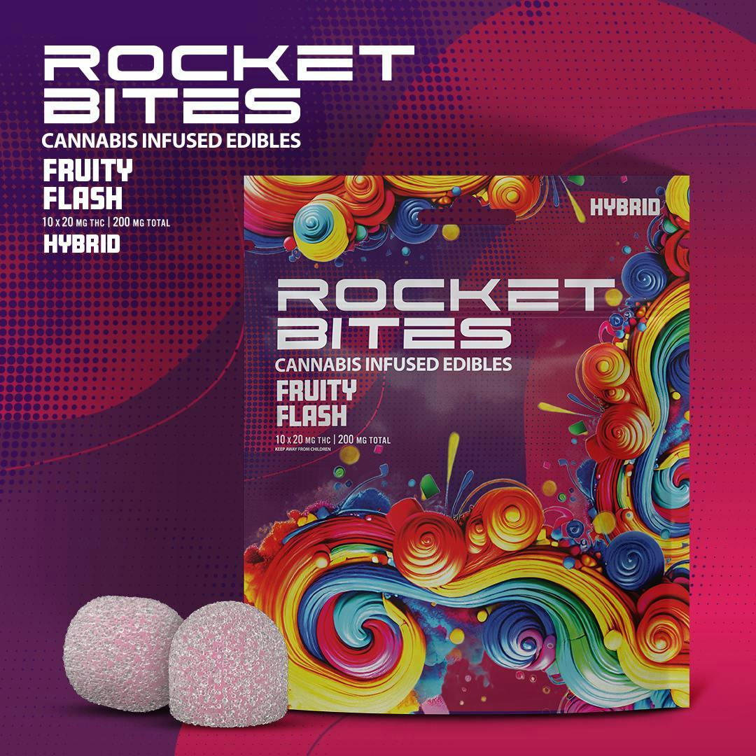 Rocket Bites: Fruity Flash 200MG Gummies