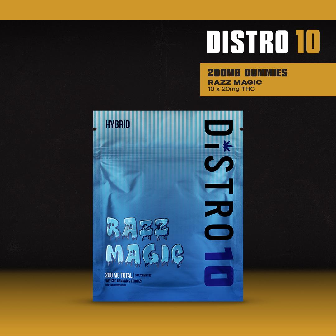 Distro 10 | 200mg Gummies | Razz Magic