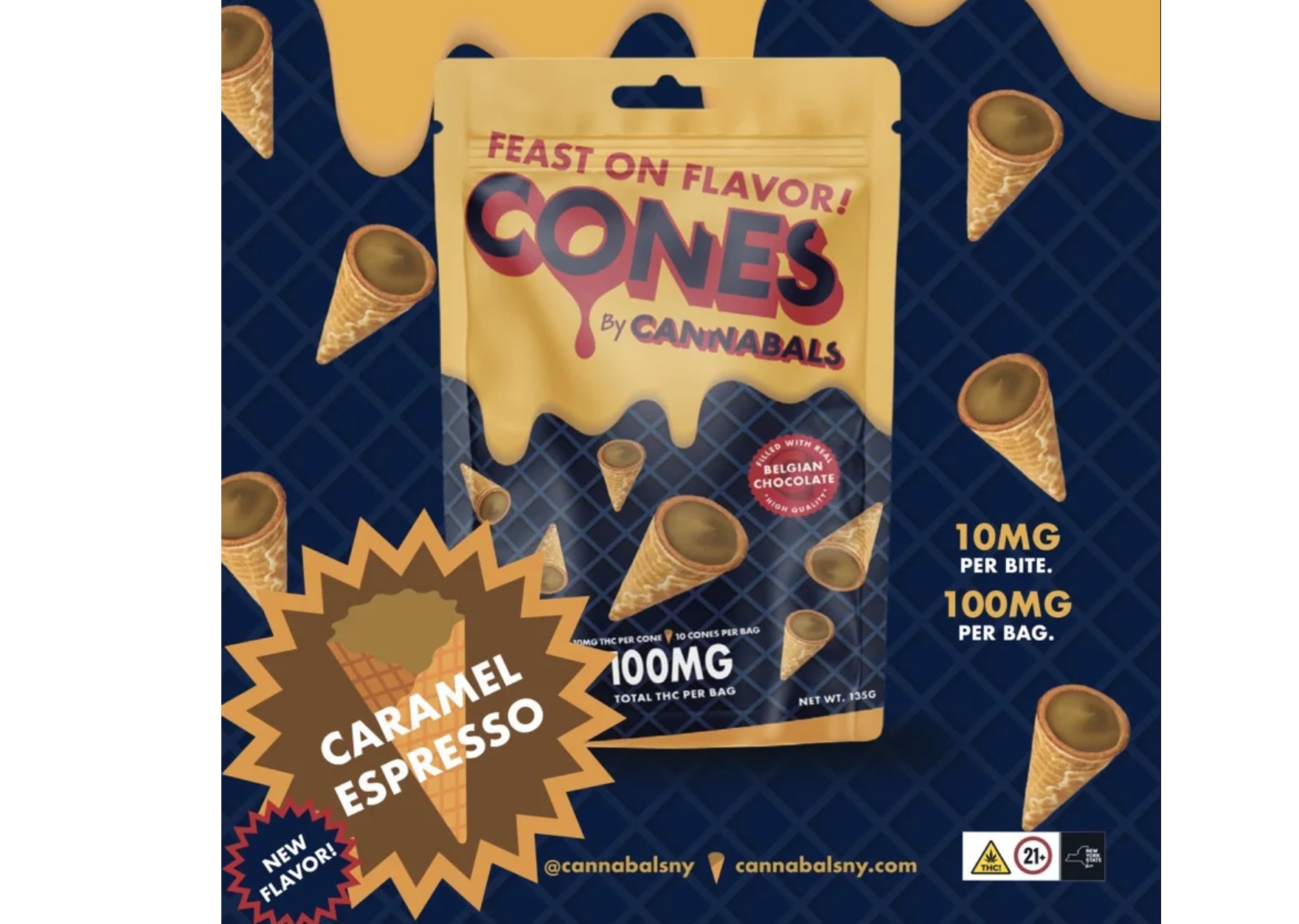Caramel Espresso Cones | 10pk | 100mg