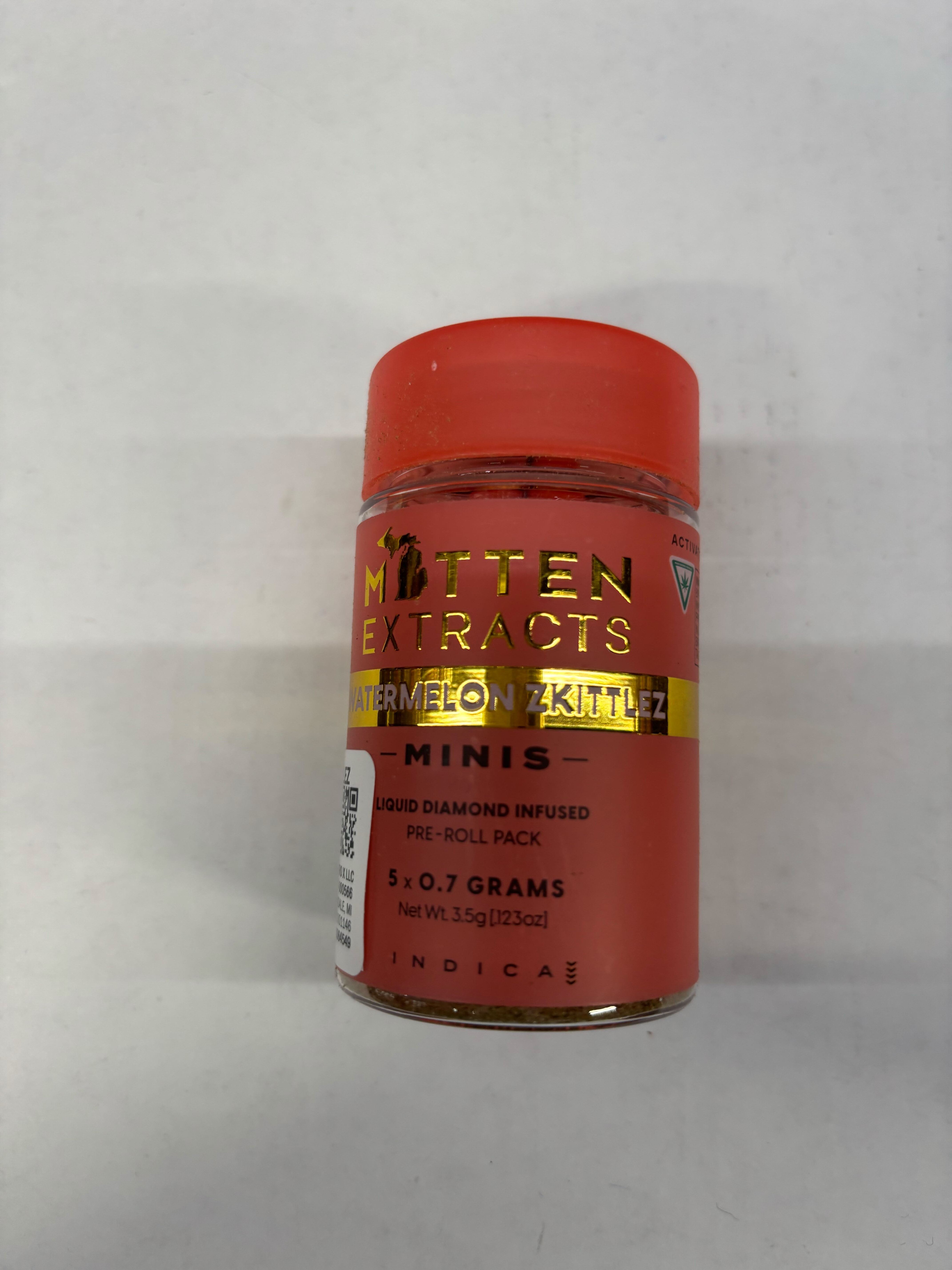 Mitten Extracts - Watermelon Zkittles - 5 x .7g Infused Prerolls