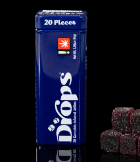 Drops Black Currant Enhanced 100mg CBD 90mg THC 100mg CBN 20PK Live Rosin Infused Indica Jellies 100mg