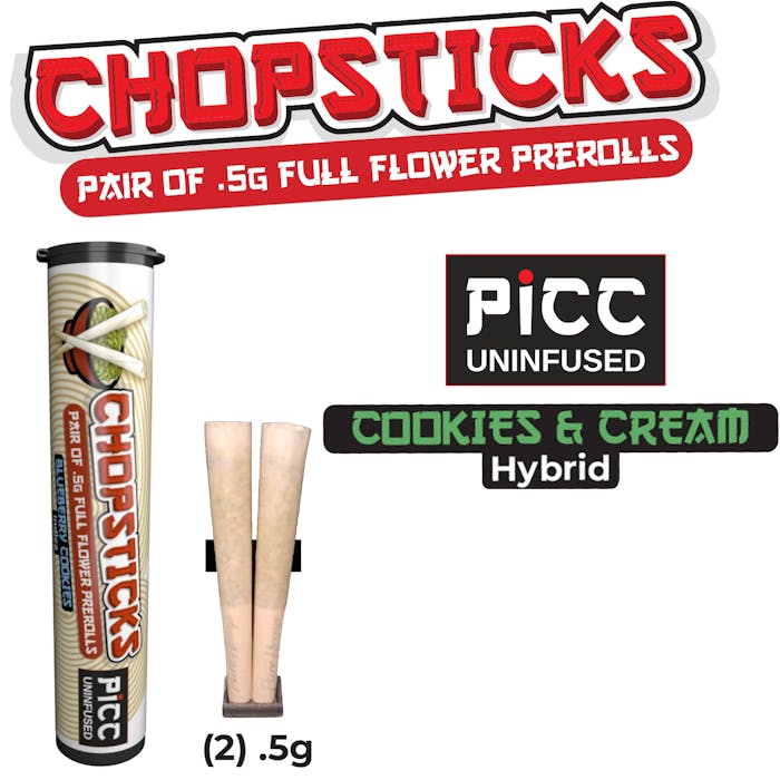 CHOPSTICKS | Pre-Rolls | Cookies & Cream | Hybrid | 2pk