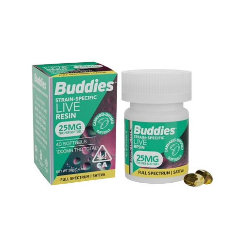 Buddies | Sativa Live Resin Soft Gels 40 pack | 25mg