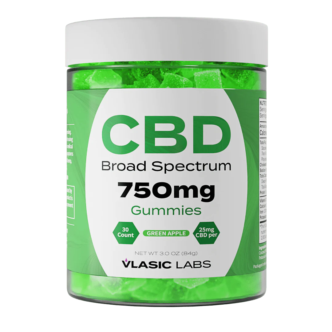 CBD Broad Spectrum Gummies 750 (green apple)
